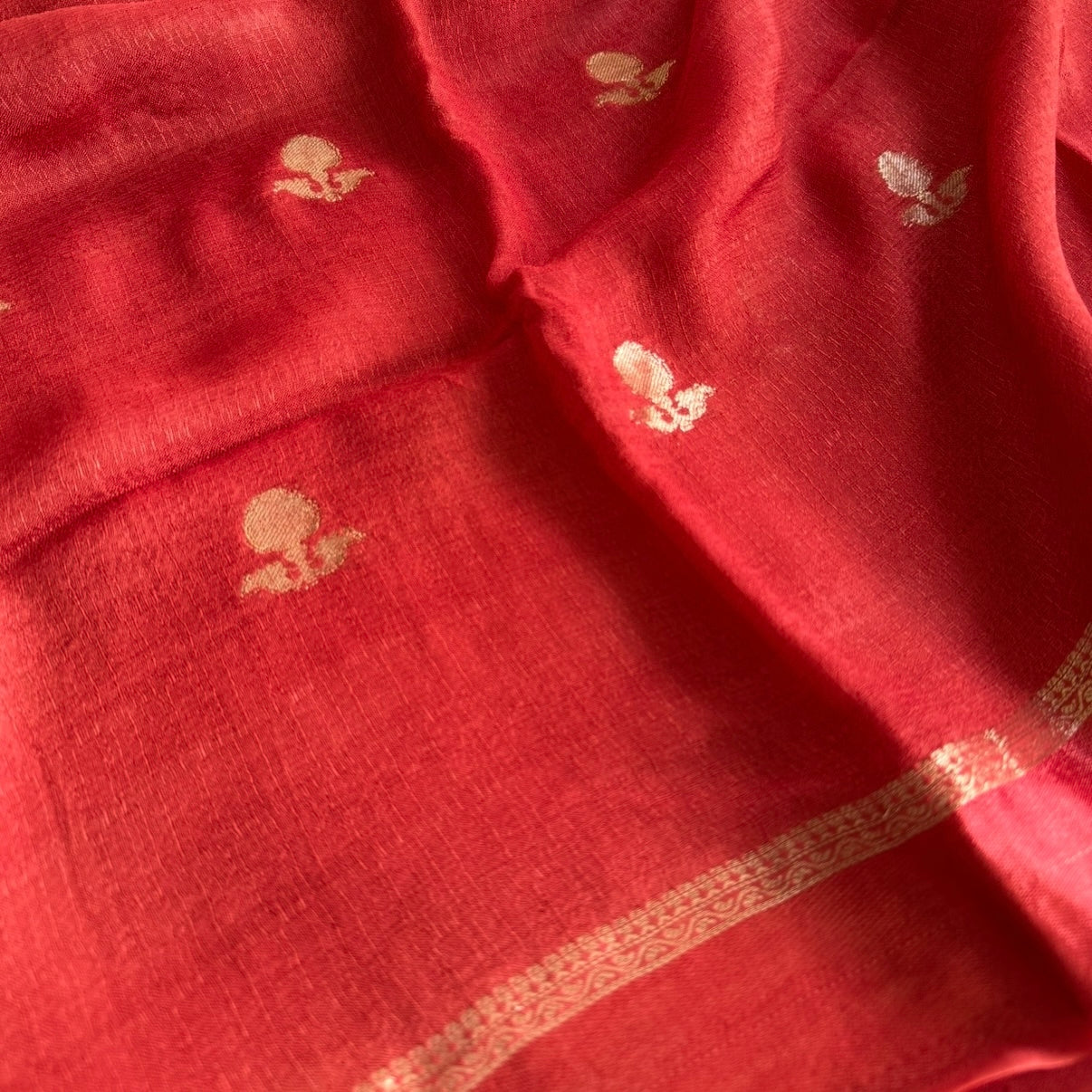 Rust Orange Viscous Khadi Georgette Saree