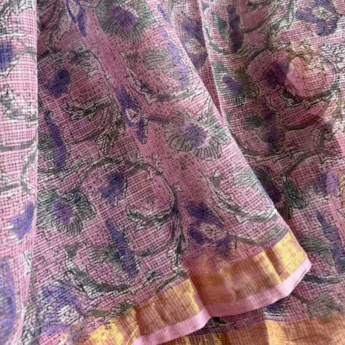 Pink with Purple Pure Kota Doriya Saree