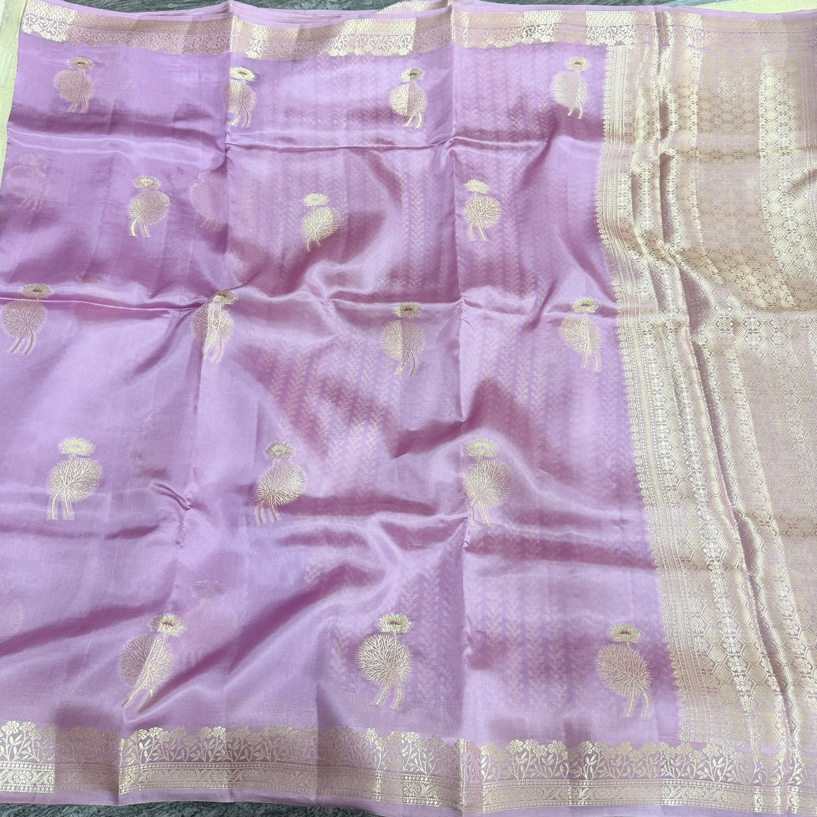 Onion Pink Lotus Kora Silk Saree Vini’s Ethnic