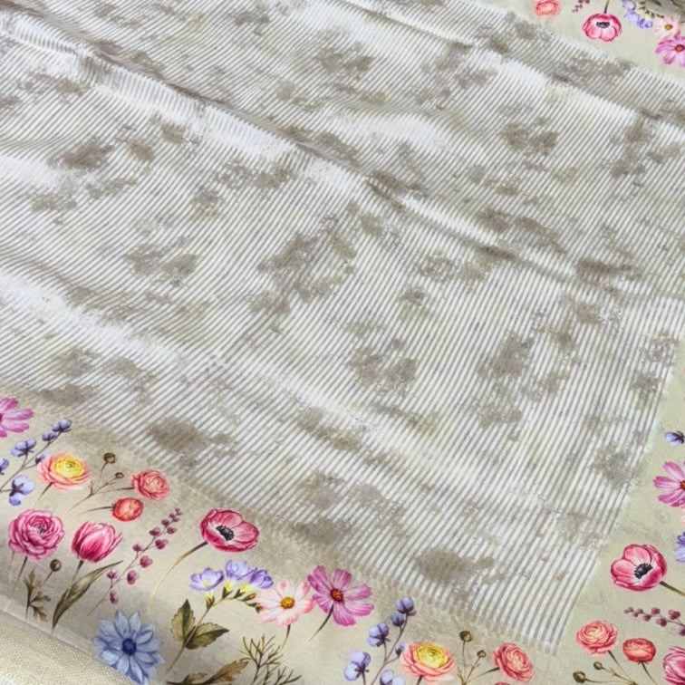 Olive Puna Silk Tissue Digital Print Saree