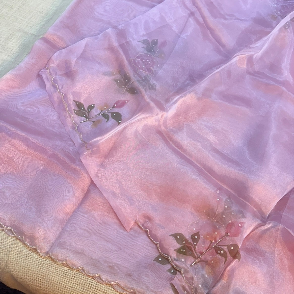 Dusty Lilac  Fancy Crepe Designer Saree