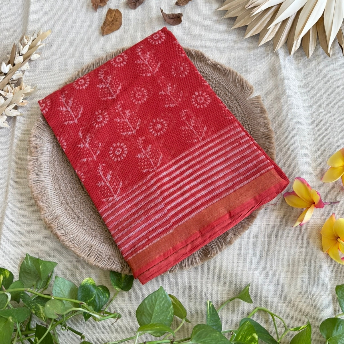 Orange Pure Kota Doriya Saree