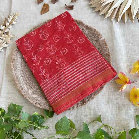 Orange Pure Kota Doriya Saree