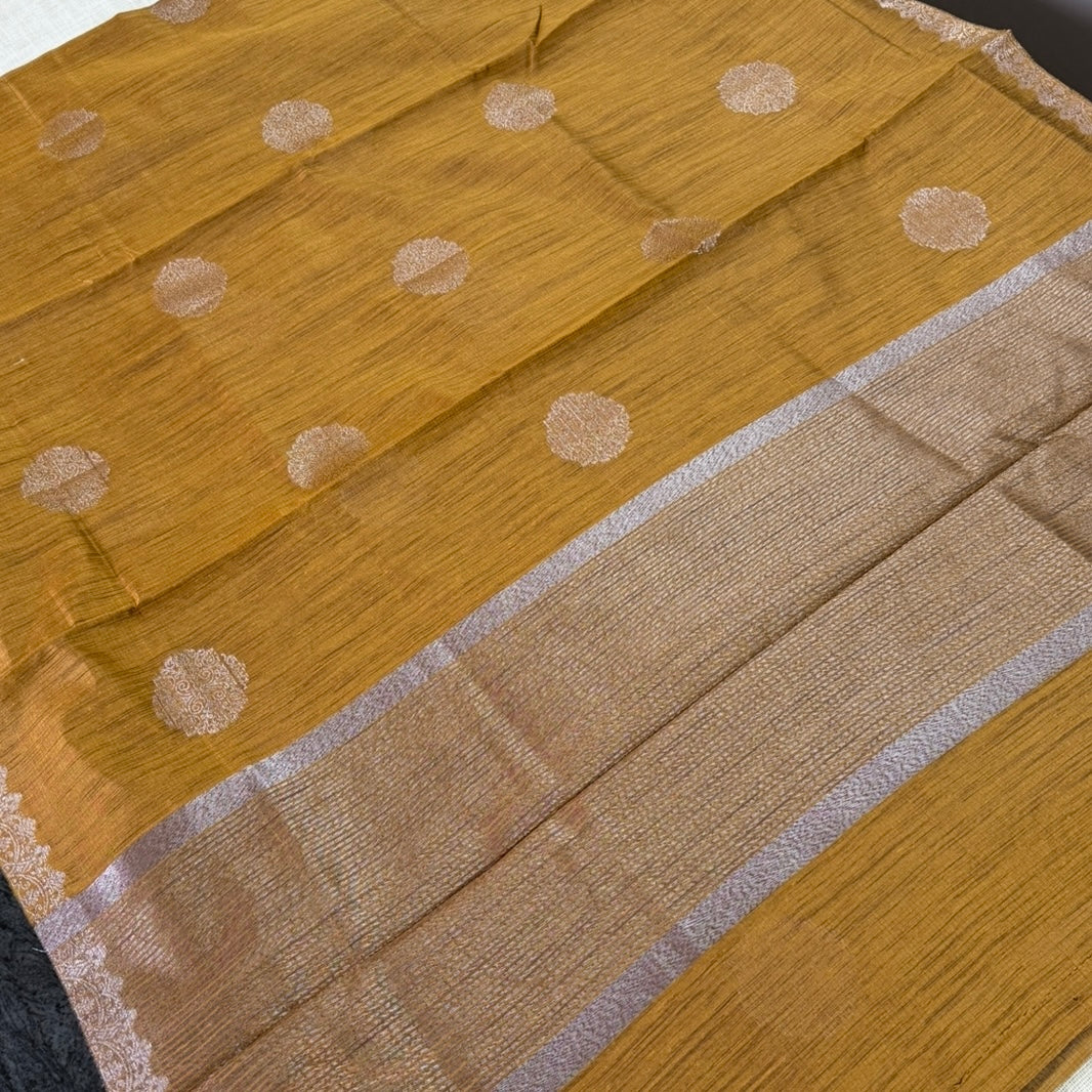 Mustard Premium Semi Tussar Saree