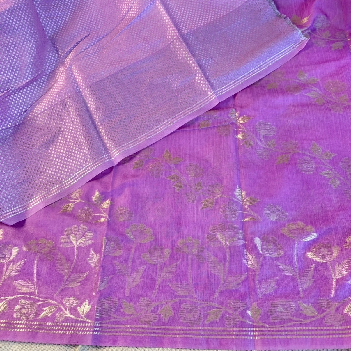 Lilac Banarasi Chinnon Silk Saree