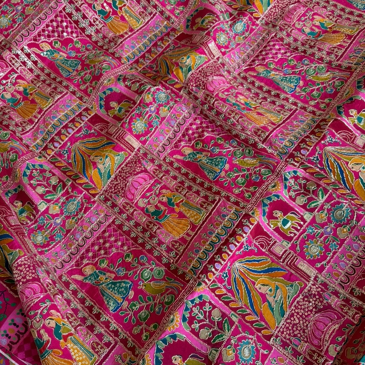 Pink Designer Embroidery Crepe Blouse Fabric