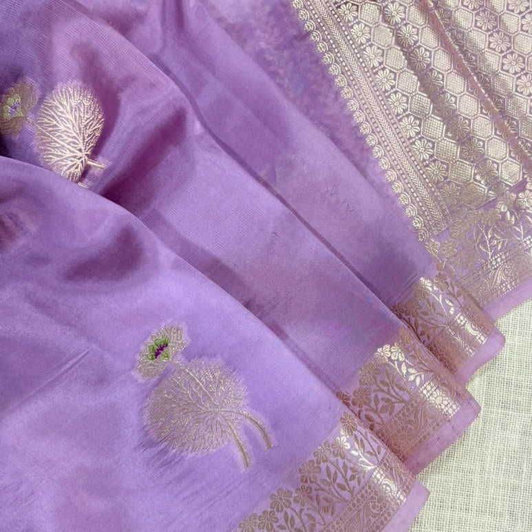 Onion Pink Lotus Kora Silk Saree Vini’s Ethnic