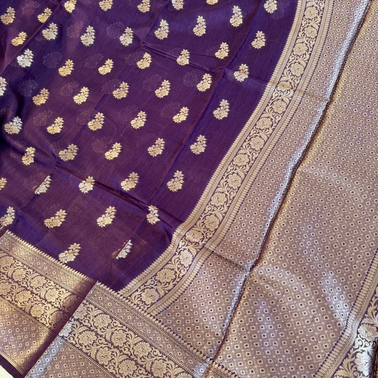 Rich Purple Pure Chiniya Silk Saree
