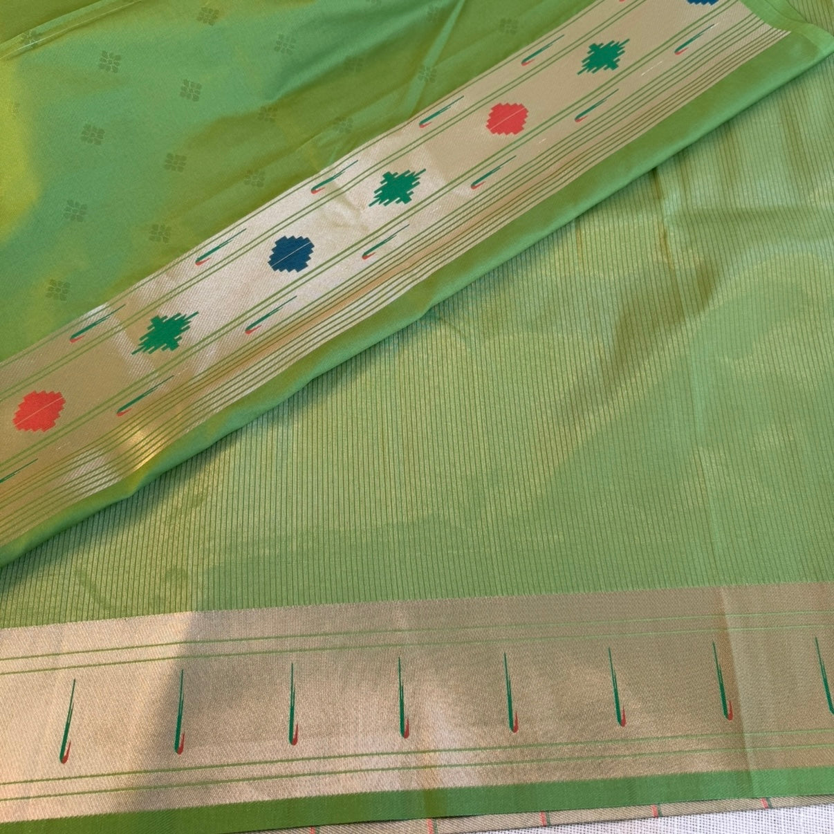 Parrot Green Paithani Silk Saree
