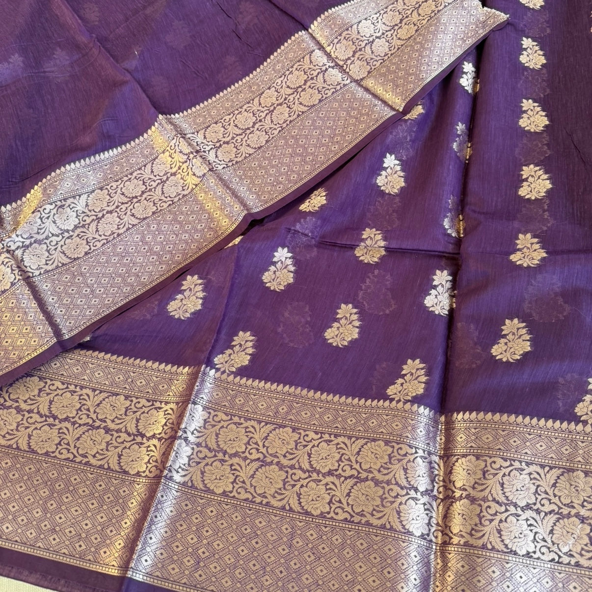 Rich Purple Pure Chiniya Silk Saree