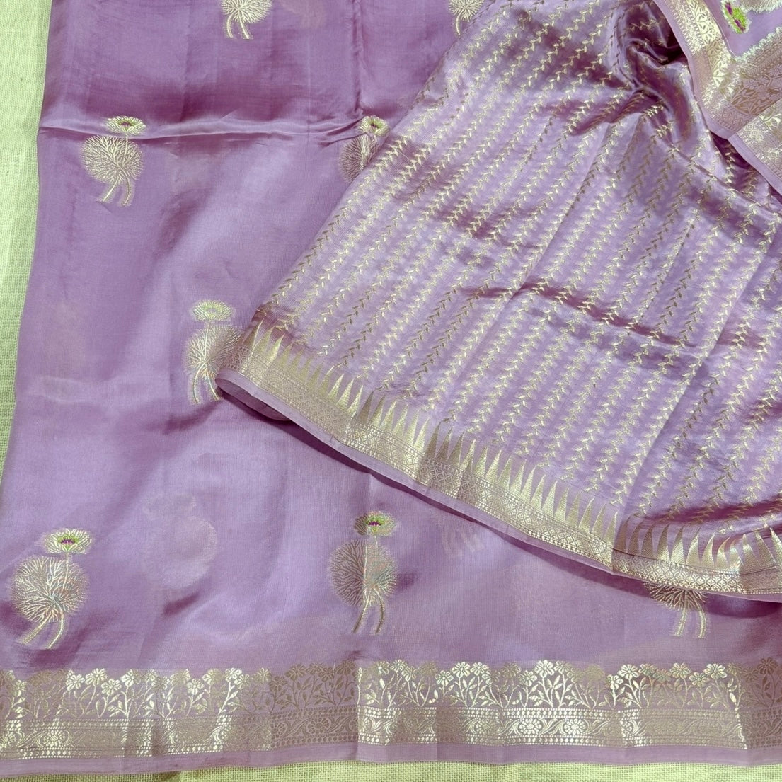 Onion Pink Lotus Kora Silk Saree Vini’s Ethnic