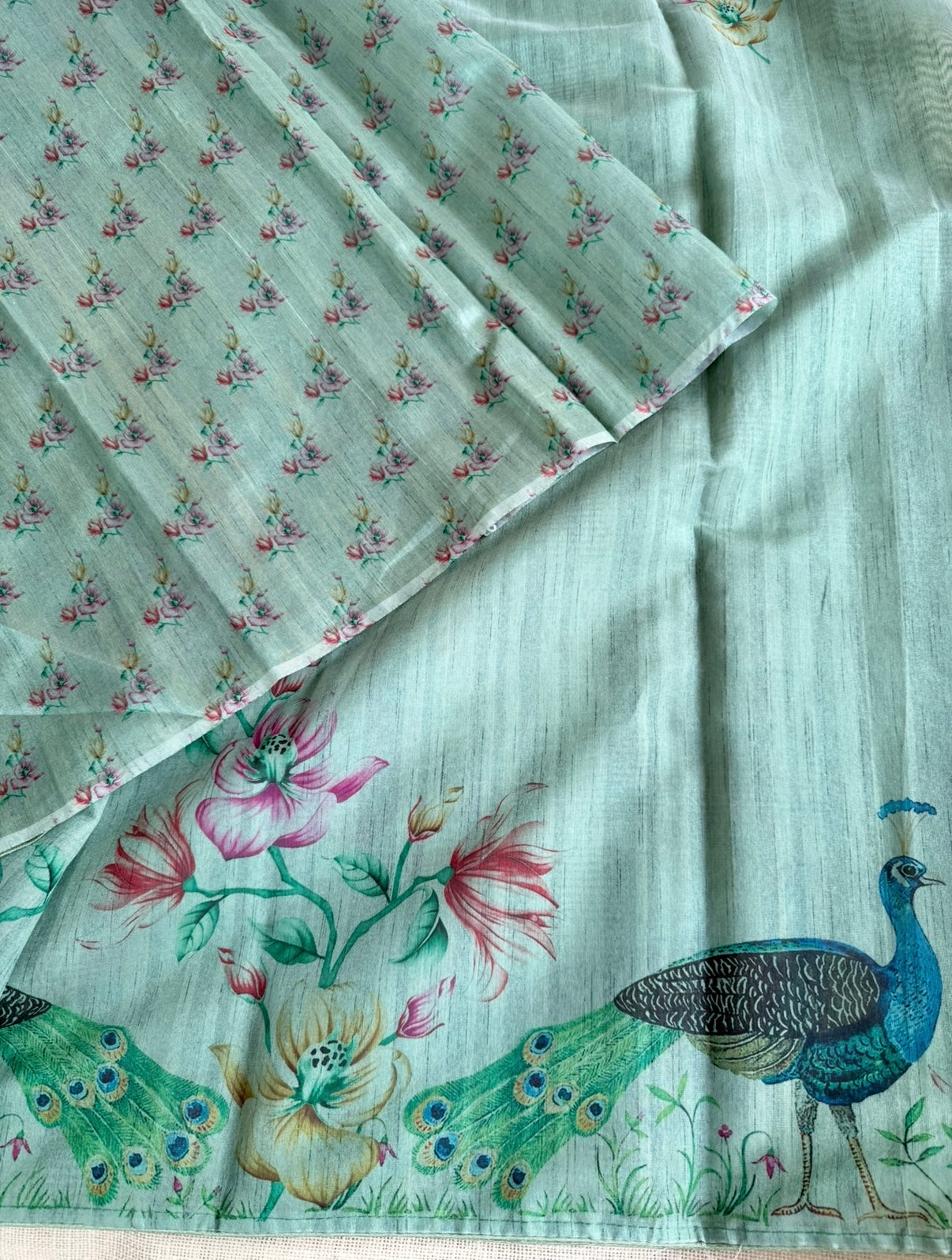 Peacock Semi Tussar Saree