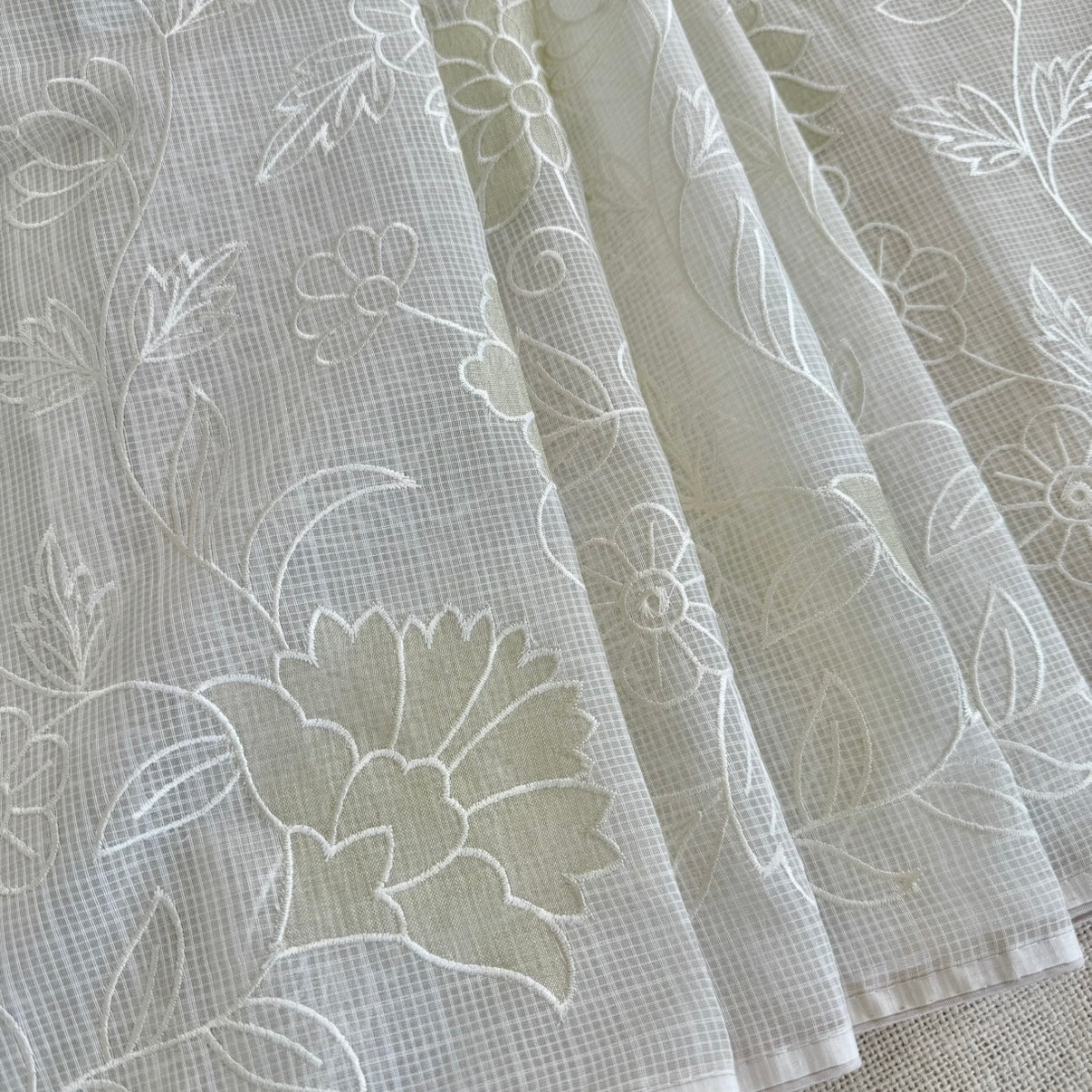 Off-White Kota Applique Saree