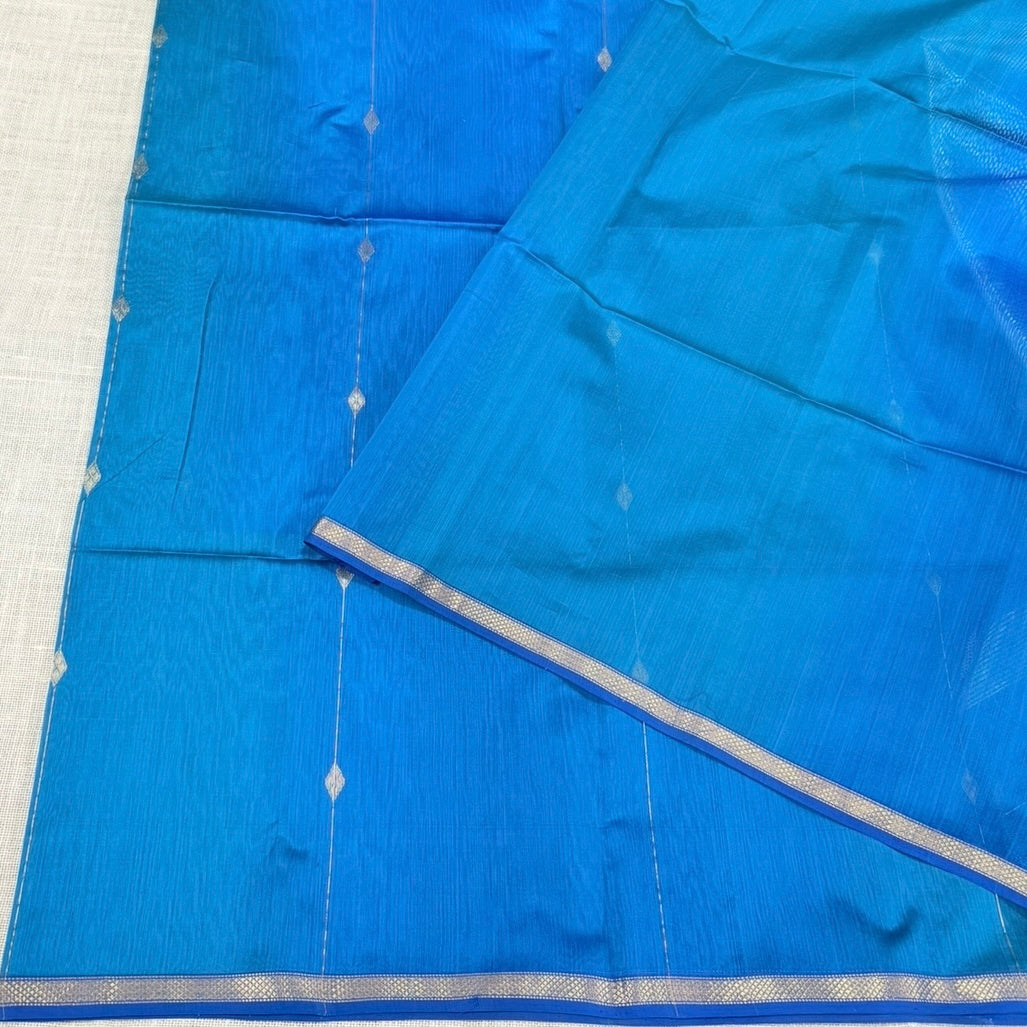 Sky Blue Dual Shade Maheshwari Silk Cotton Saree