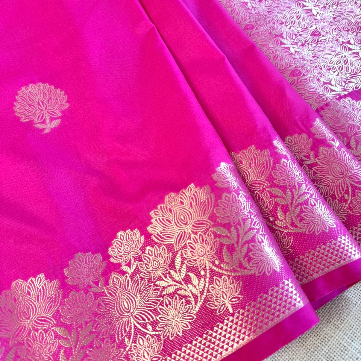 Rani Pink Banarasi Kadwa Katan Silk Saree