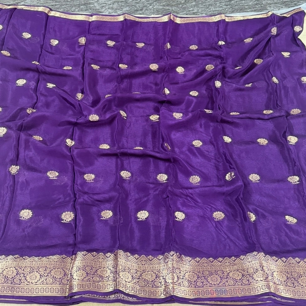 Rich Purple Viscose Crepe Silk Saree