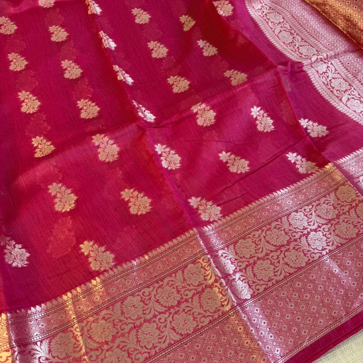 Pink Pure Chiniya Silk Saree
