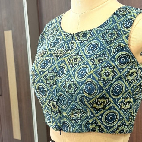 Indigo Blue Ajrakh Printed Blouse