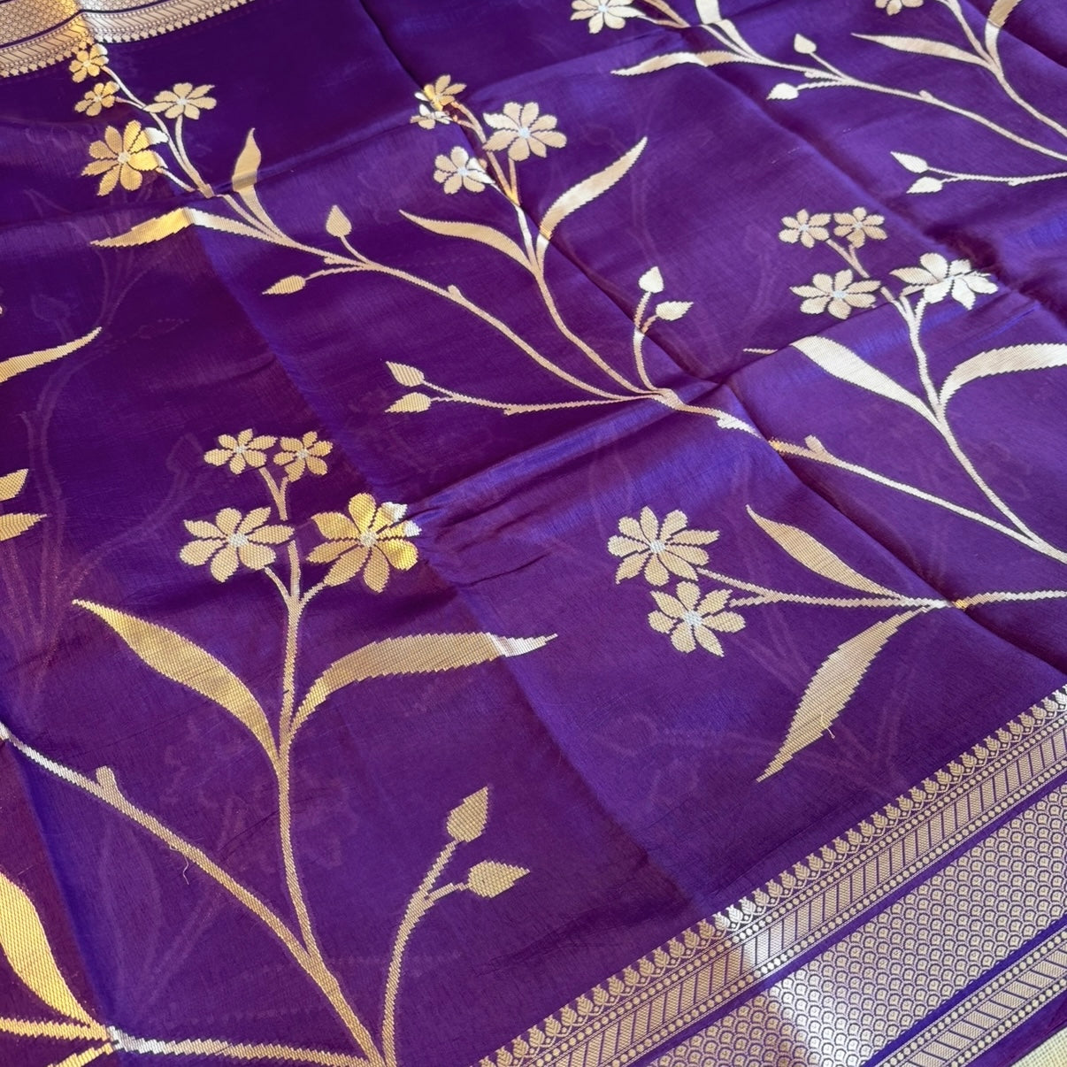 Purple Pure Raw Mango Banarasi Silk Saree