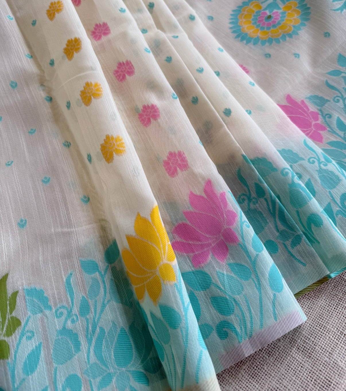 Off White Tussar Jamdhani Saree