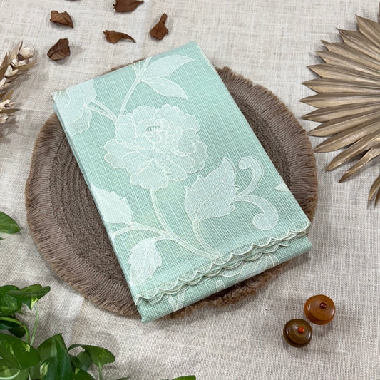 Pista Green Kota Embroidery Saree