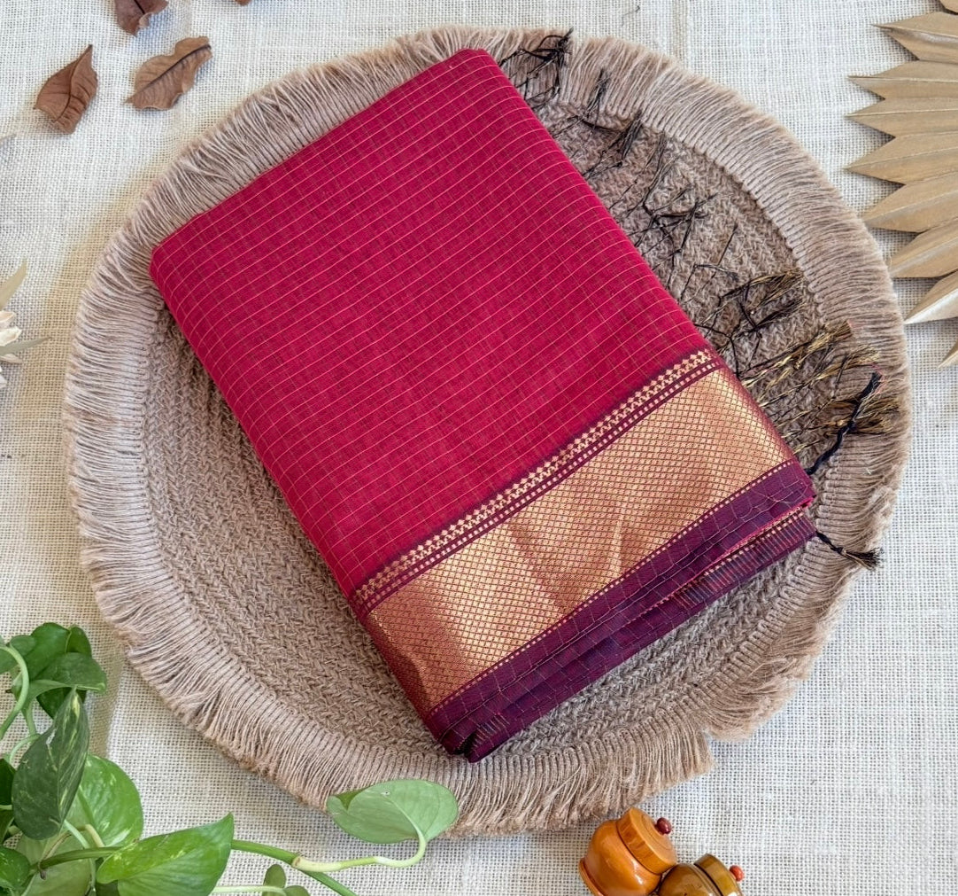 Maheshwari Silk cotton saree checked 