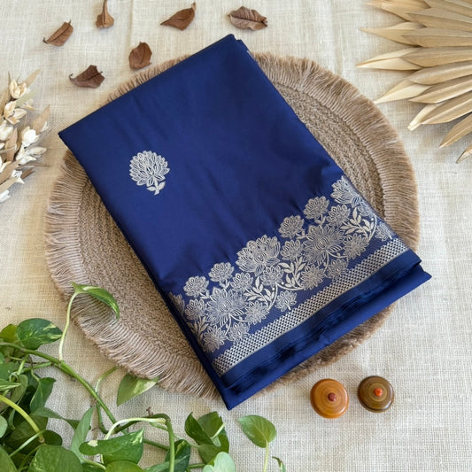 Navy Banarasi Kadwa Katan Silk Saree