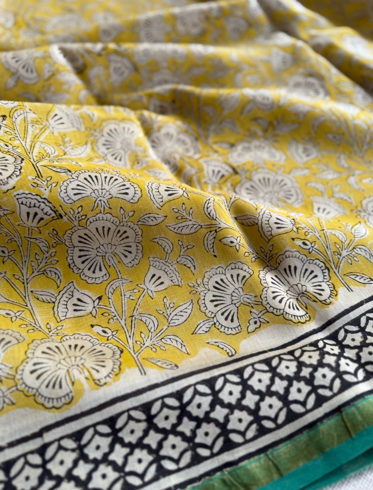 Yellow Pure Chanderi Silk Cotton Saree