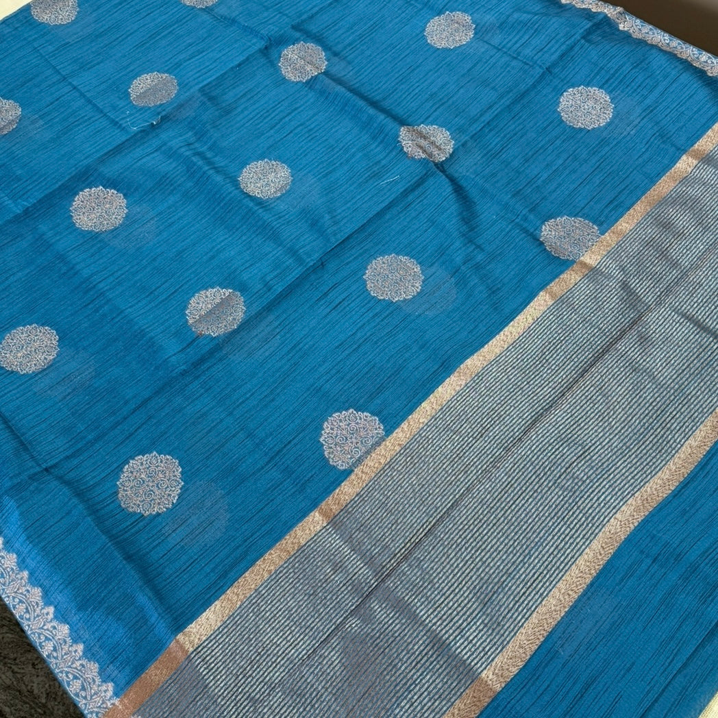 Royal Blue Semi Tussar Saree