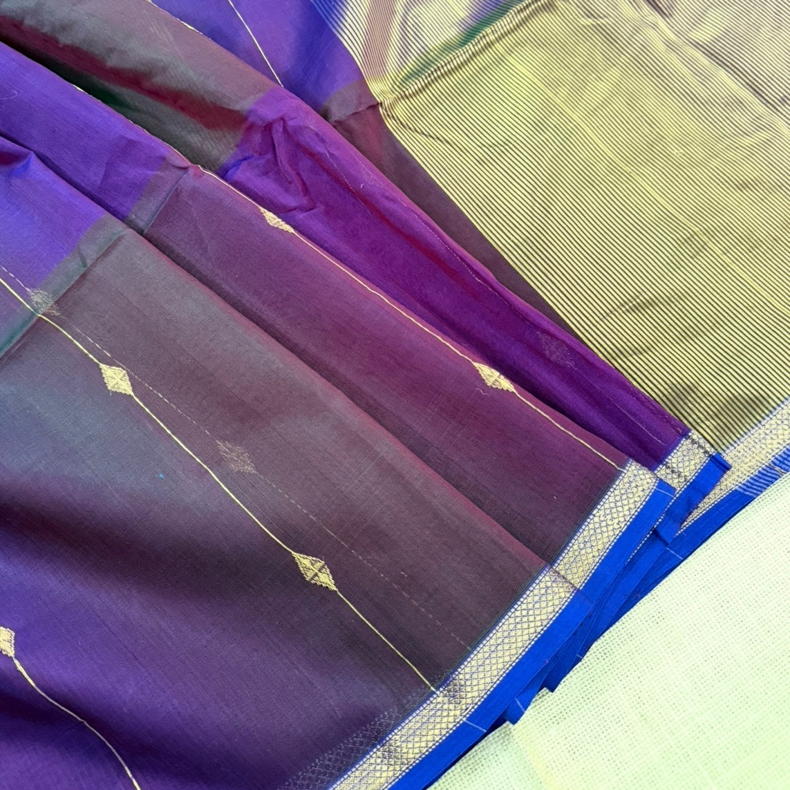 Deep Magenta Dual Shade Maheshwari Silk Cotton Saree