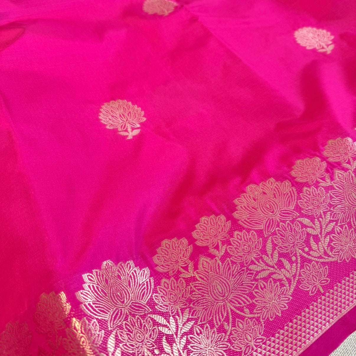 Rani Pink Banarasi Kadwa Katan Silk Saree