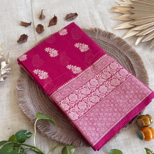 Pink Pure Chiniya Silk Saree