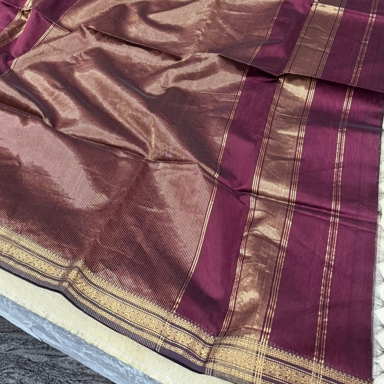 Brown Maheshwari Silk Cotton Saree
