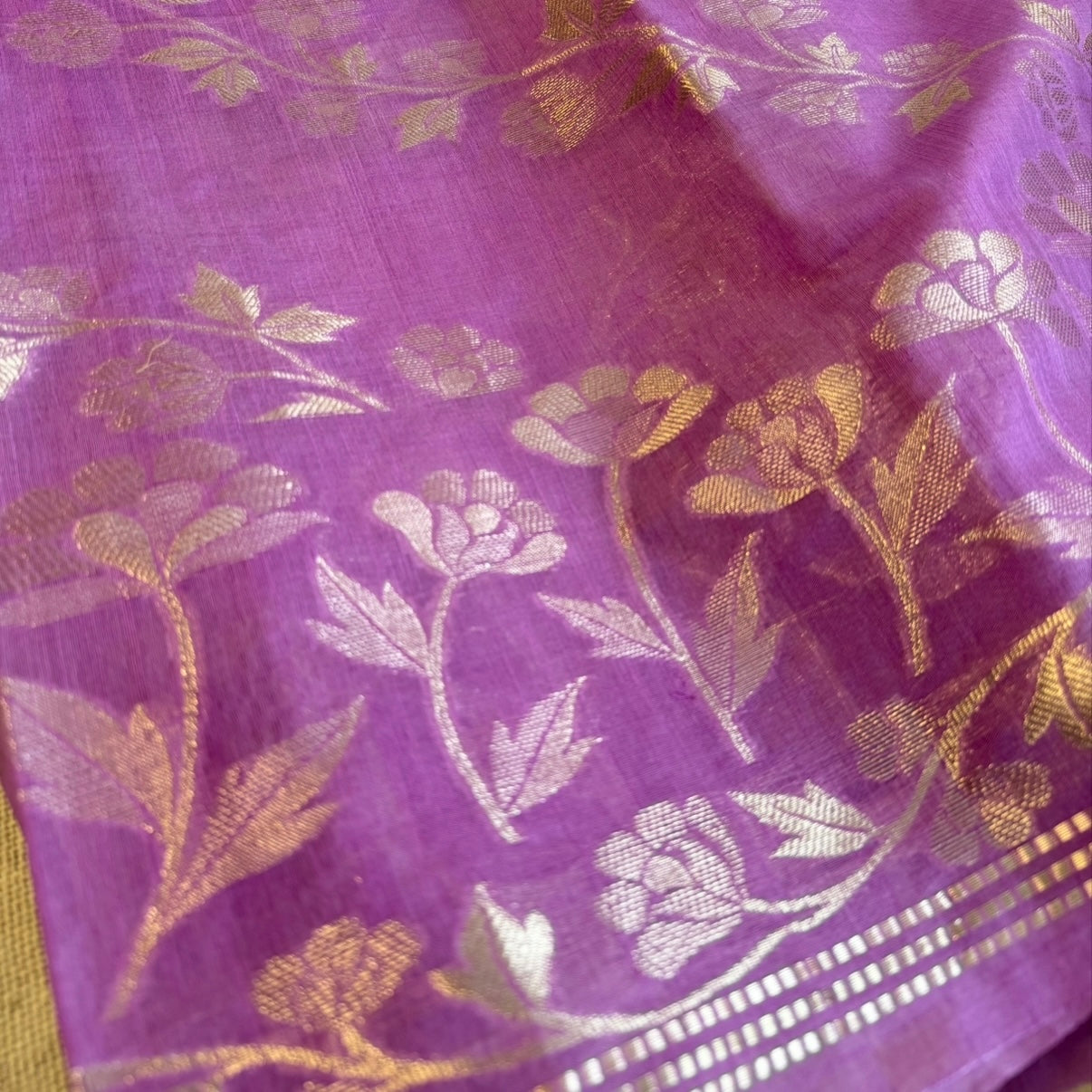 Lilac Banarasi Chinnon Silk Saree