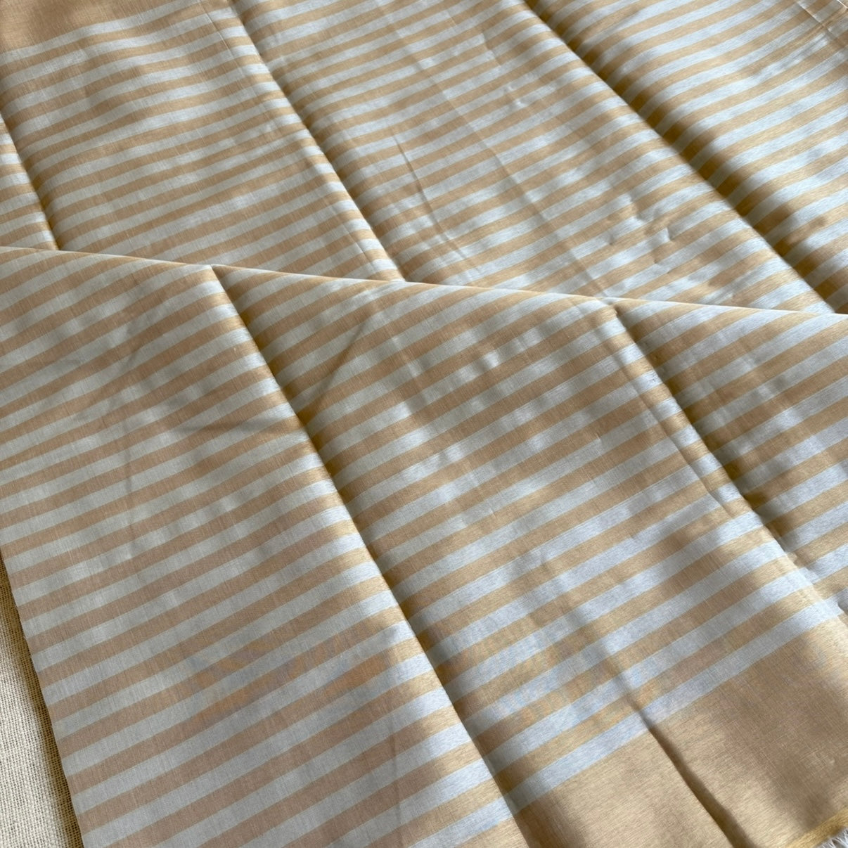 Ivory Gold Stripes Pure Tissue Blouse Fabric