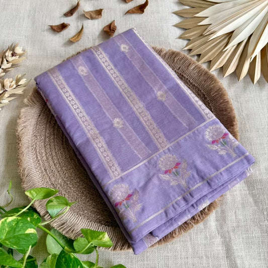 Lavender Stripes Meena Georgette Saree