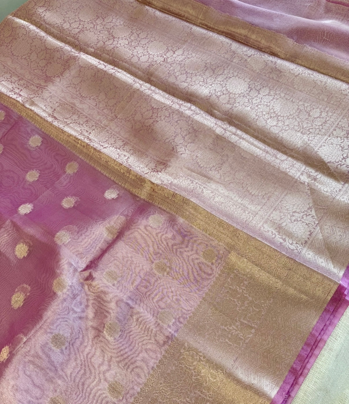 Onion pink Tissue Silk Saree