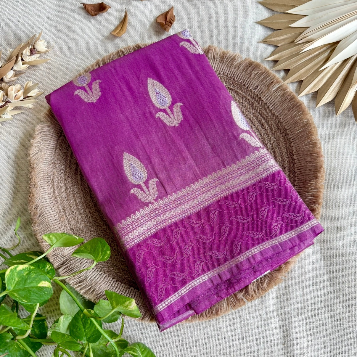 Purple Lilac Tissue Silk Saree