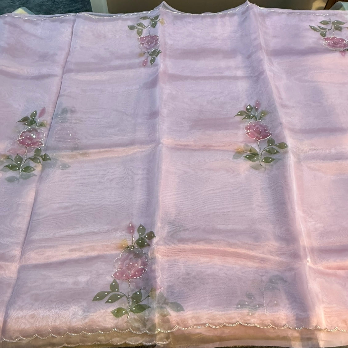 Dusty Lilac  Fancy Crepe Designer Saree