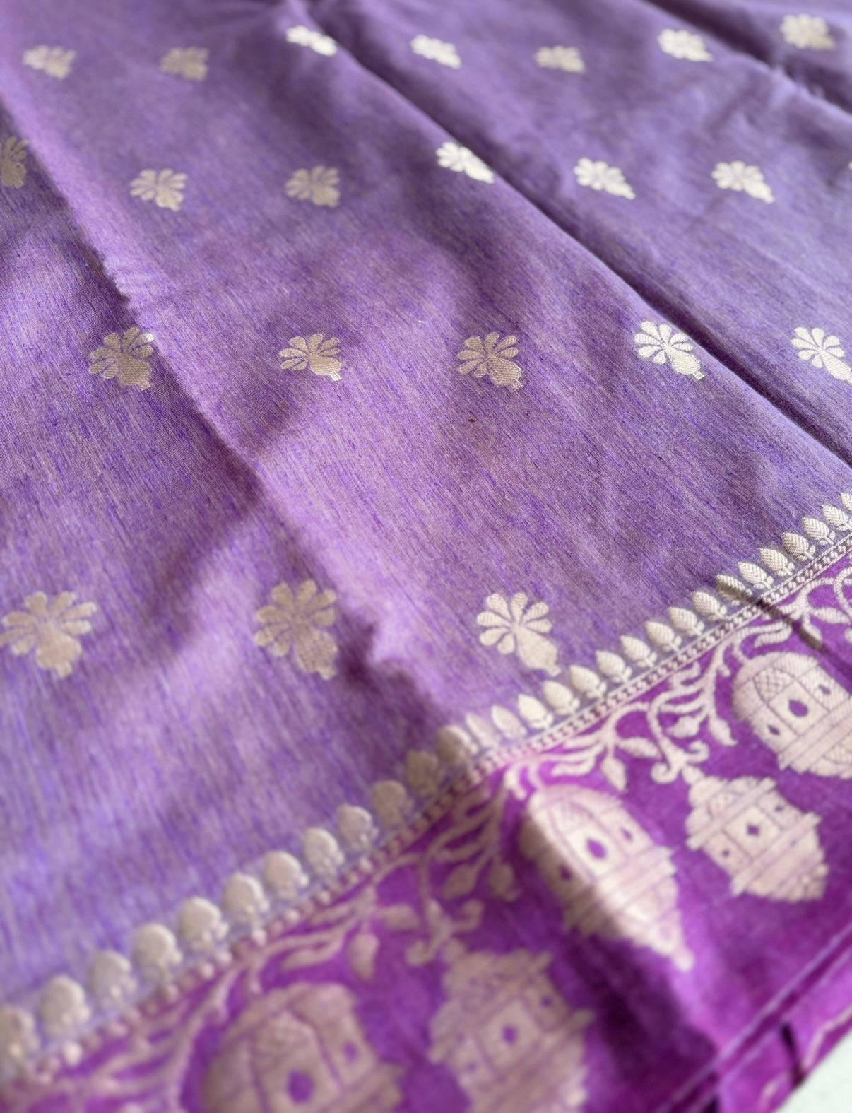 Dark Purple Munga Silk Cotton Saree