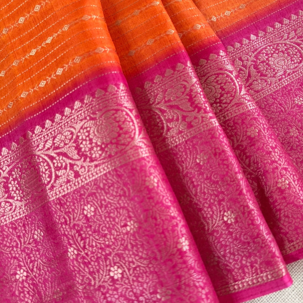 Orange with Pink Fancy Saree