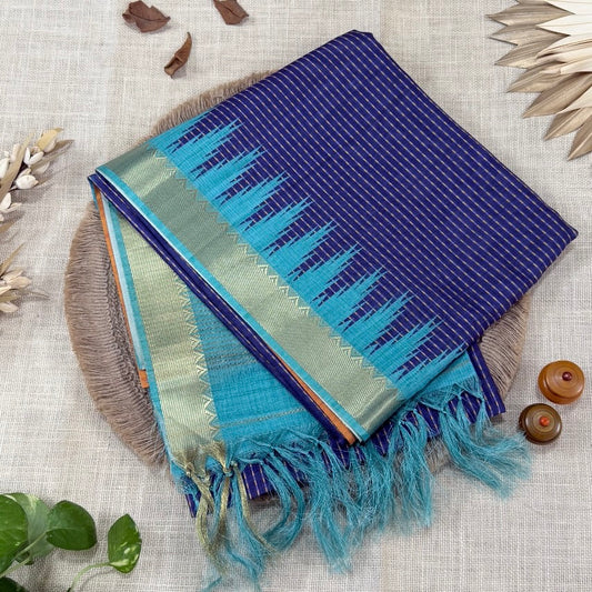 Royal Blue Semi Tussar Saree