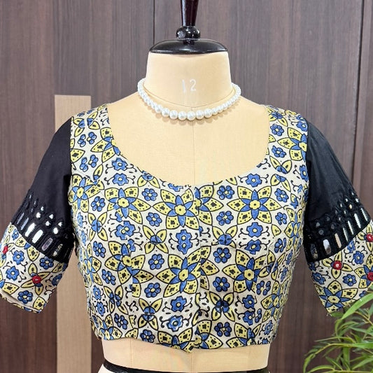 Beige Ajrakh Modal Mirror Embroidery Blouse