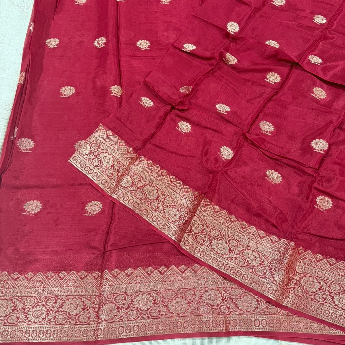 Maroon Viscose Crepe Silk Saree