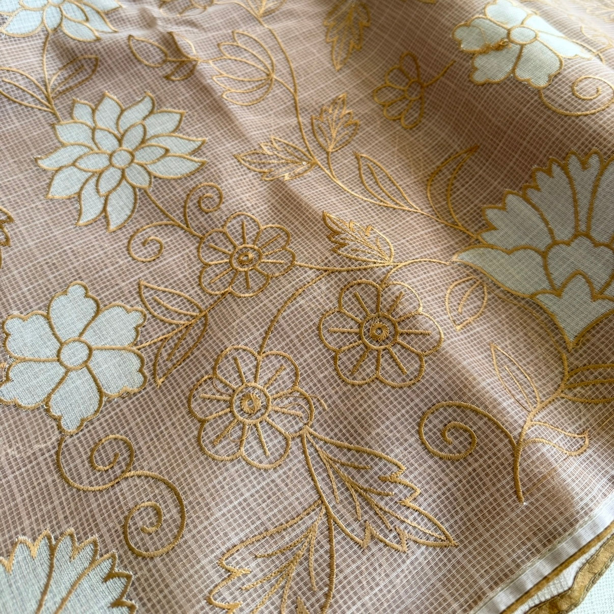 Brown Kota Applique Saree