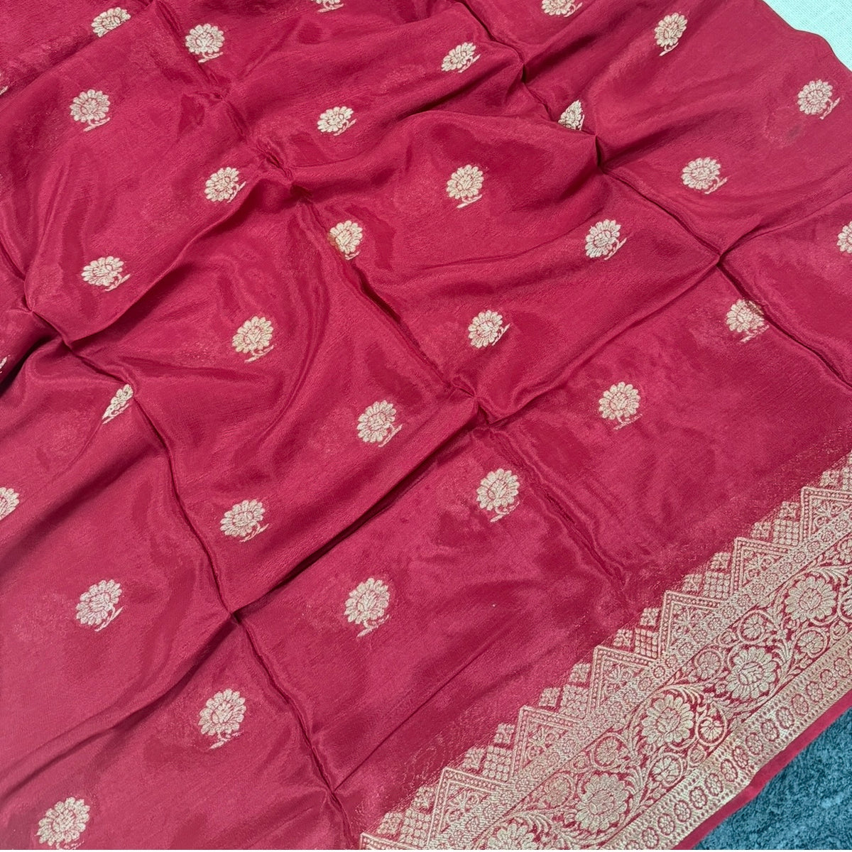 Maroon Viscose Crepe Silk Saree