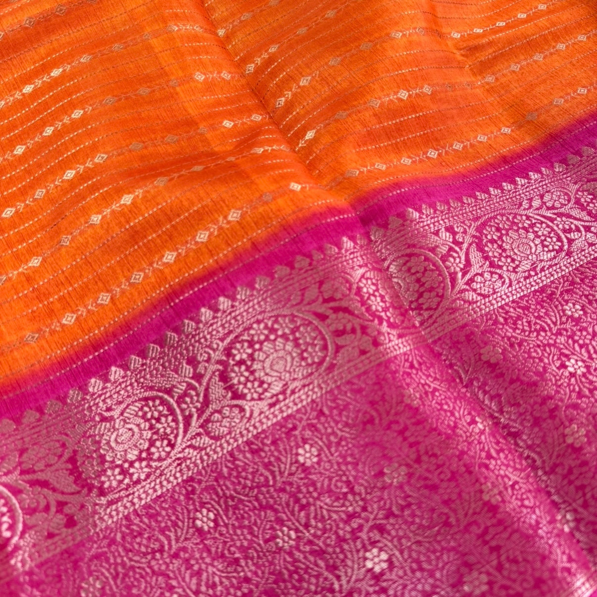 Orange with Pink Fancy Saree