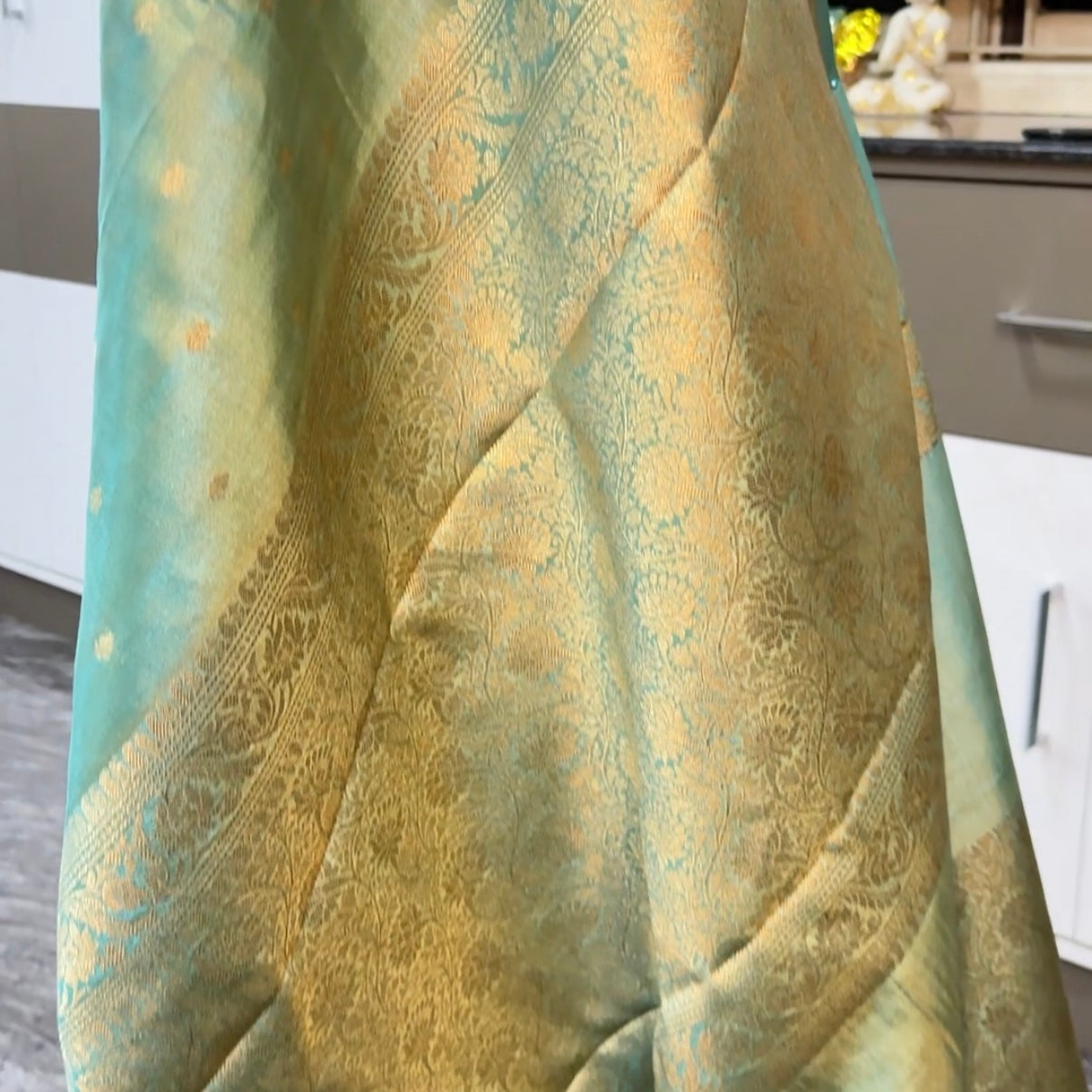 Trisha Inspired Aqua Blue Tissue Silk Saree