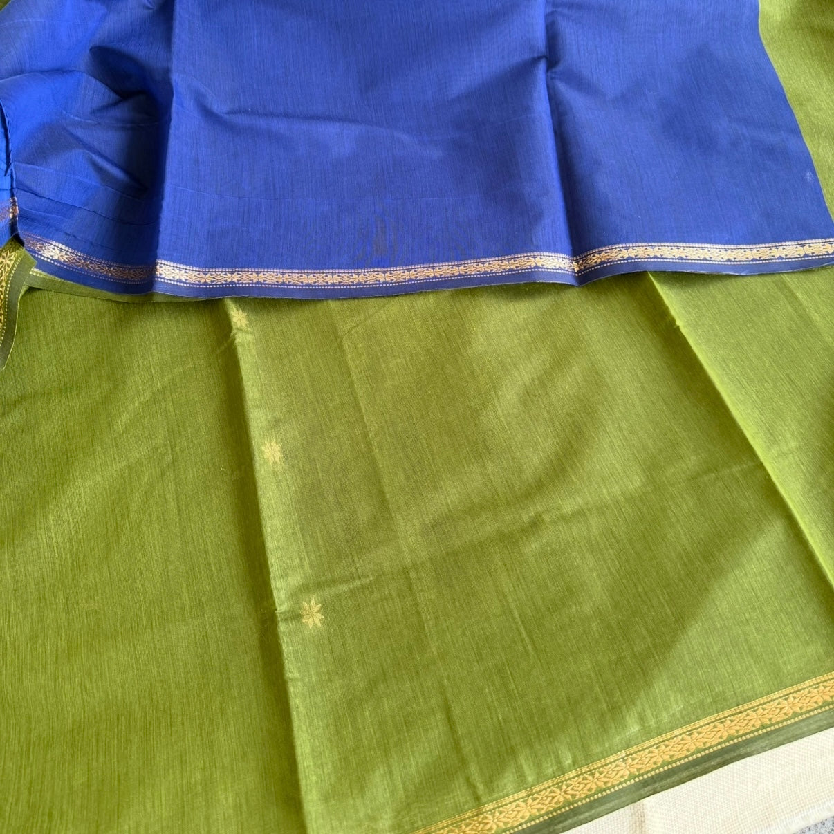 Green with Dark Blue Maheshwari Pure Cotton Saree