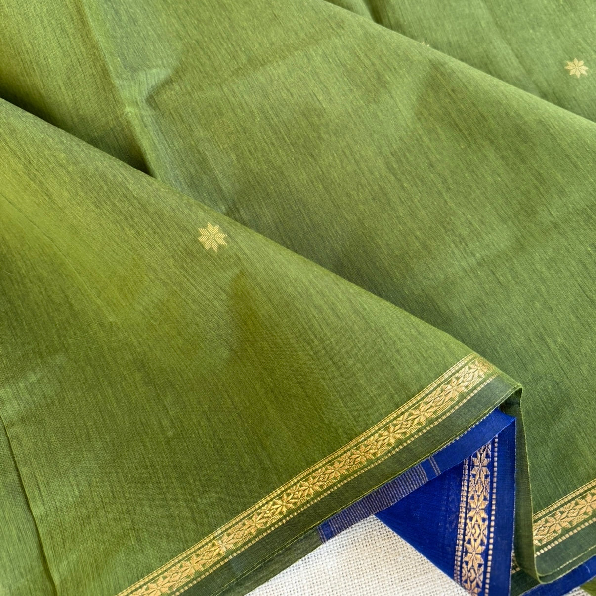 Green with Dark Blue Maheshwari Pure Cotton Saree